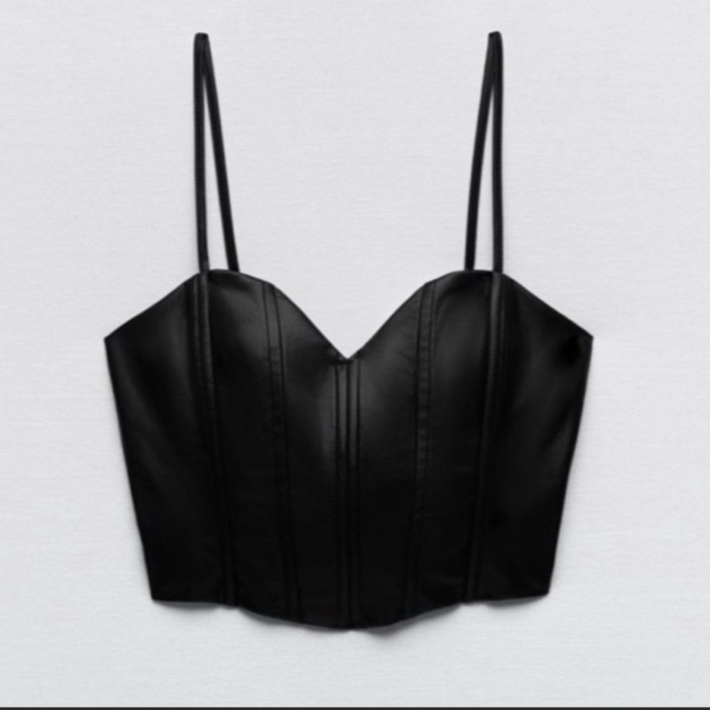 Zara Faux Leather Corset Top NWT